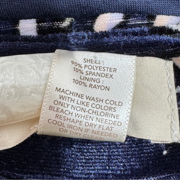 Loft Floral Print Velvet Straight Pencil Skirt Navy Blue Medium - Picture 11 of 13